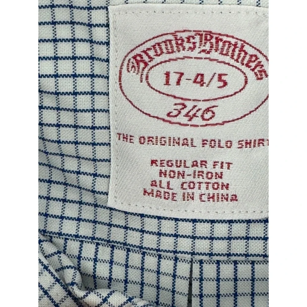 Brooks Brothers‎ 346 Shirt Mens 17-4/5 Blue Checkered Long Sleeve Button Down
